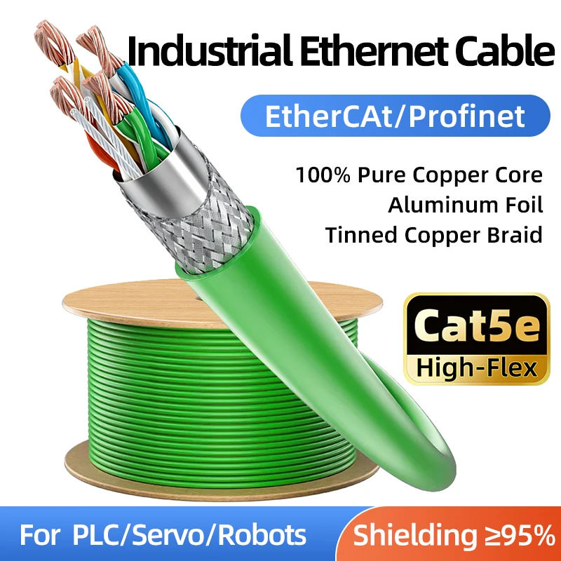 Фото Промышленный Ethernet-кабель BYXGD High Flex CAT5e, 0.15-100м, 26AWG, из чистой меди, для Profinet, EtherCAT, Modbus TCP, 10M/100M/1000M, SFTP №1