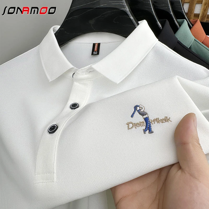 New Men's Casual and Fashionable Embroidered Short Sleeved Polo Shirt Comfortable Breathable Versatile Summer Top
