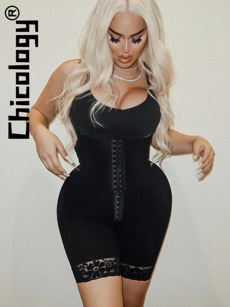 

Chicology 2022 женский черный кружевной Облегающий комбинезон с открытой спиной, Облегающий комбинезон, сексуальный базовый уличная одежда, ...