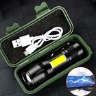 Портативный Миниатюрный светодиодный фонарик Q5 со встроенной батареей, фонафонарь с фокусировкой, COB-лампа, 2000 люмен, регулируемый водонепроницаемый уличный фонарик