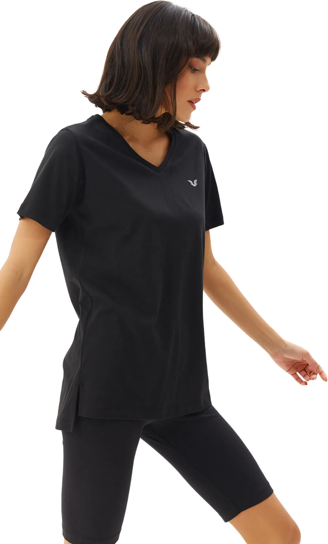 Футболка Bilcee Kadın V Yaka Basıc Kısa Kol T-shirt JS-0101 |