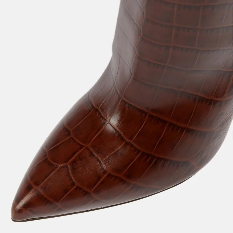 Женские сапоги до колена из змеиной кожи