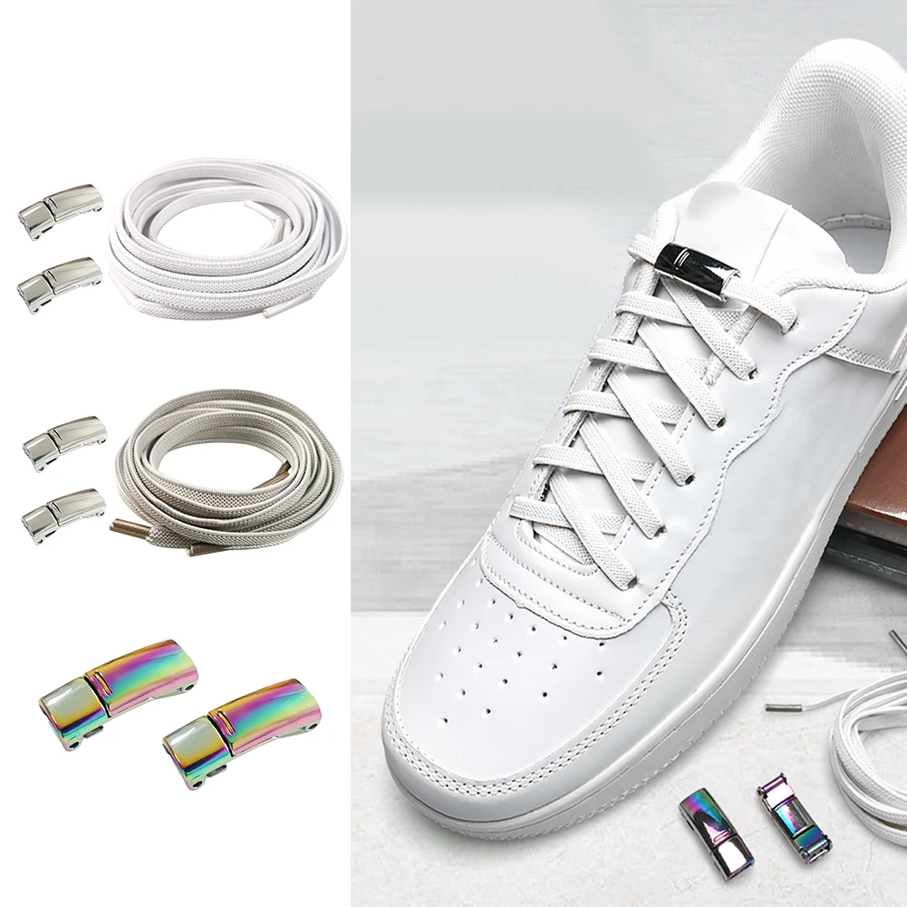 

Locking Clips No Tie Elastic Shoelaces Kids Adult Elderly Magnetic Buckle Durable Lazy Flat Universal Latex Running Sneakers
