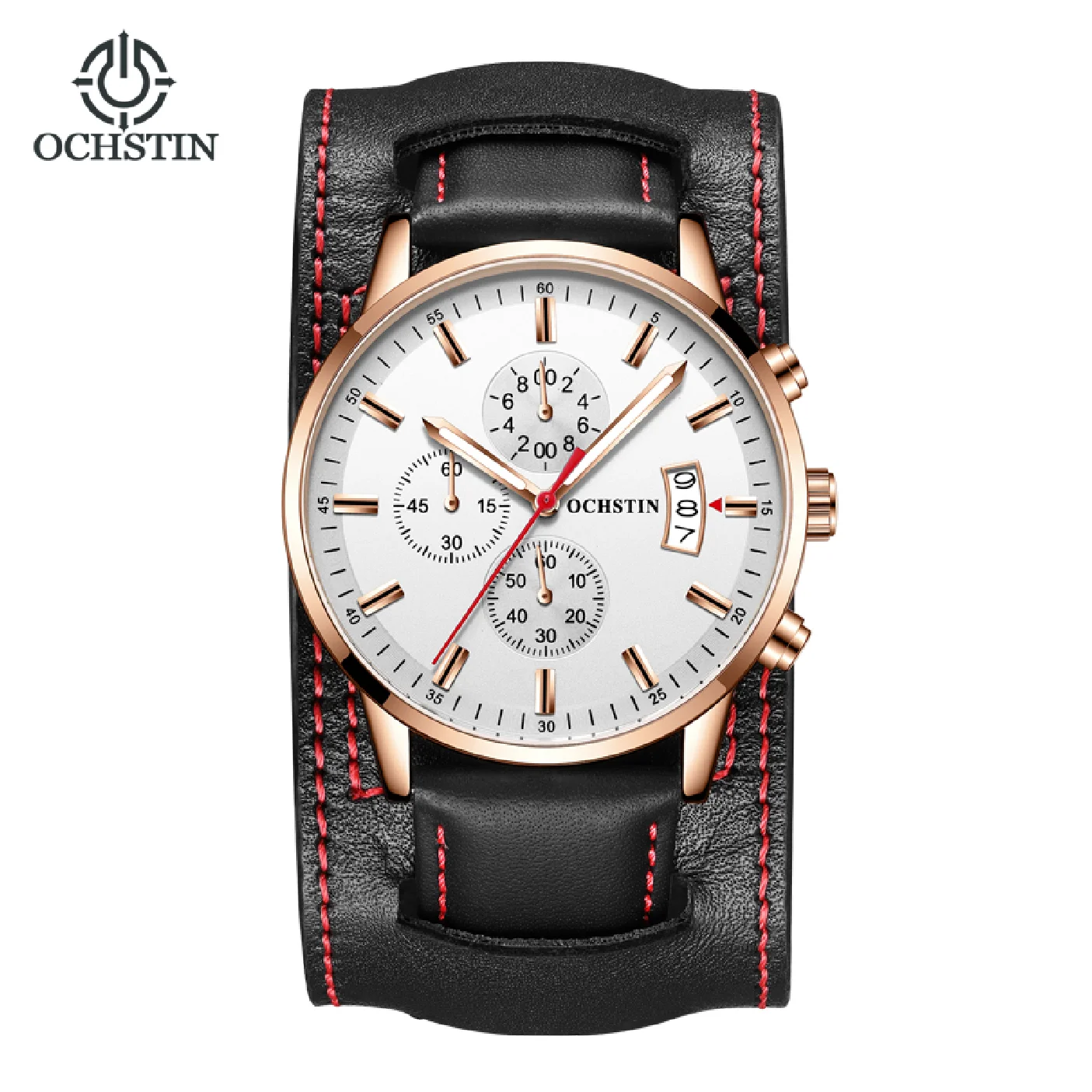

OCHSTIN Business Men's Chronograph Watches Leather Strap Luxury Brand Wristwatches for Male with Luminous Fashion Bracers Clock