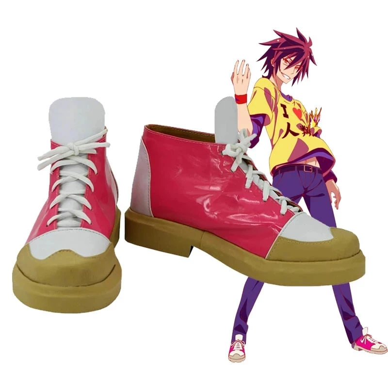Ботинки для косплея аниме No Game Life Sora красные ботинки короткие волосы реквизит