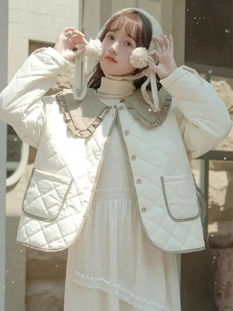 

Deeptown зимняя кавайная Легкая стеганая куртка женская винтажная Harajuku модная укороченная стеганая куртка теплая Милая стеганая куртка