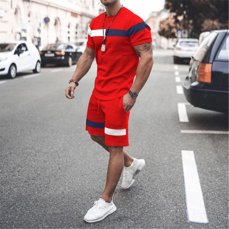 New 2022 Summer Men's T-Shirt Set Comfortable and Cool Men Tracksuit T-shirt Shorts outfits sportswear Set Men Oversized Clothes