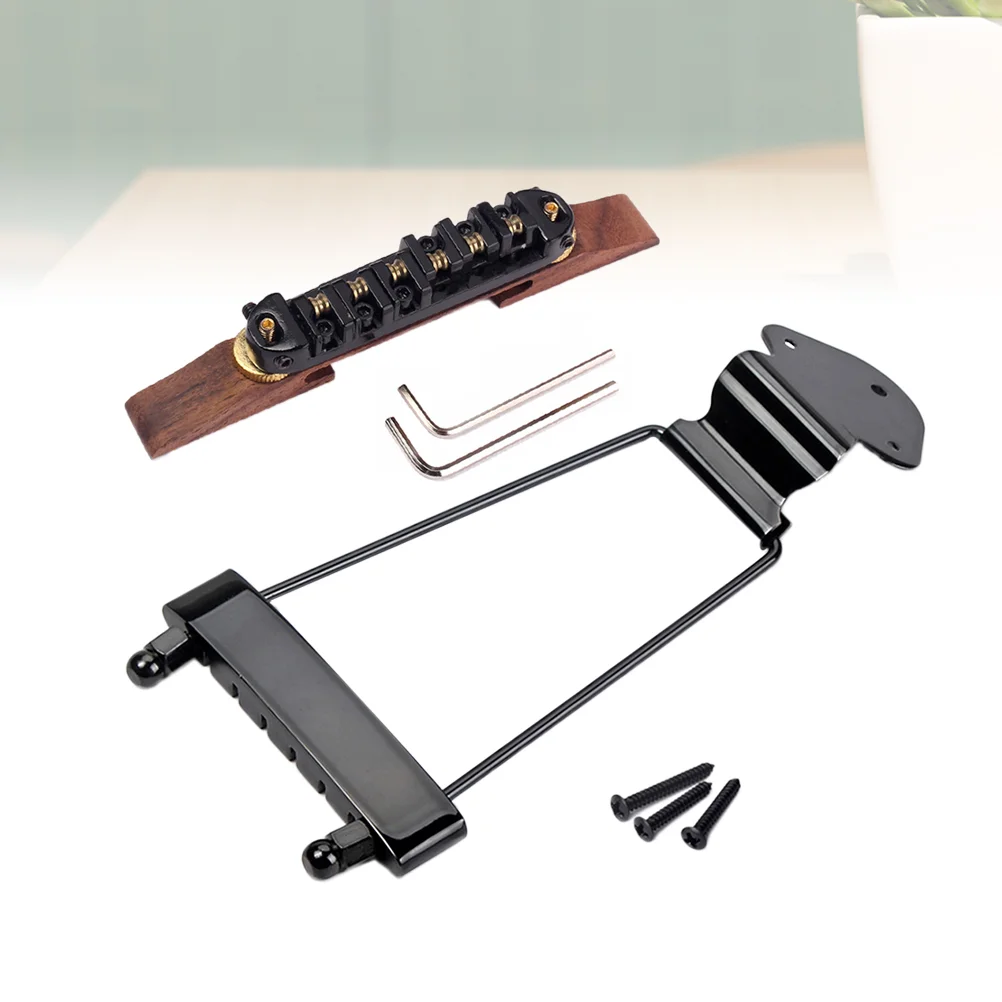 

Trapeze Tailpiece Adjustable Bridge Rosewood Archtop Jazz Alloy Guitar Height for Parts Guitar Jazz