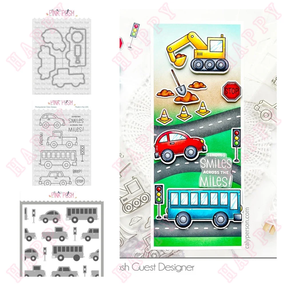 

2022 New Different Styles of Cars and Traffic Light Signs Cutting Die Stamps Stencil Scrapbook Diary Diy Greeting Card Handmade