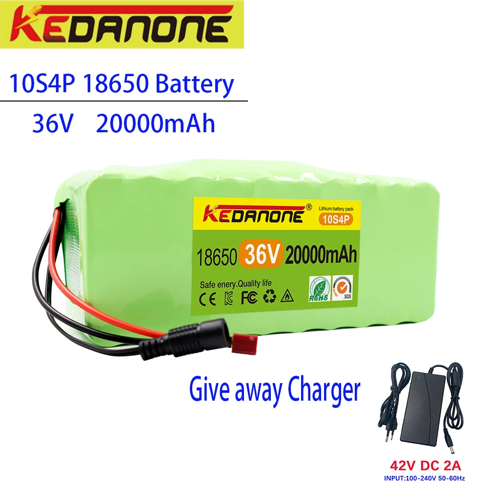 

36V 10S4P 20Ah 18650 high-capacity power 42V 750W 1000W lithium battery pack for ebike electric car bicycle scooter belt 30A BMS