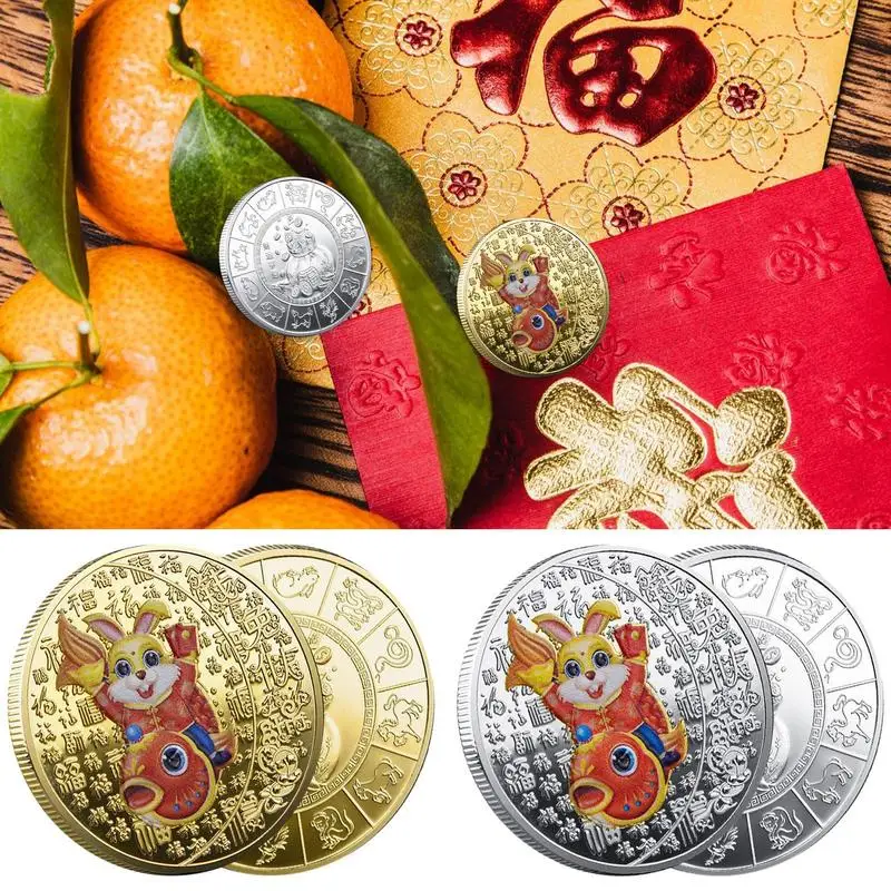 

Chinese New Year Rabbit Coins Chinese Zodiac Souvenir Coin 2023 China Lunar Year Auspicious Coin Coins For Collectors