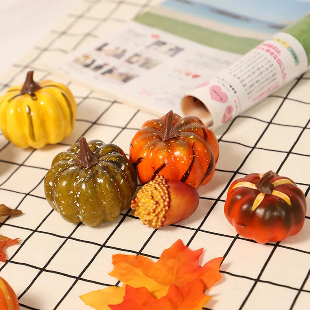 

166pcs Artificial Pumpkin Ornaments Harvest Autumn Fall Thanksgiving Halloween Wreath Banquet Party DIY Decorations