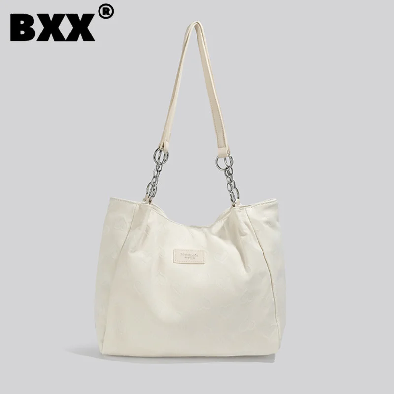 

[BXX] Fashion Women One Shoulder Bag Heart Printed Large Capacity Zipper Casual Versatile Canvas Tote Bags 2023 New Tide 8CY199