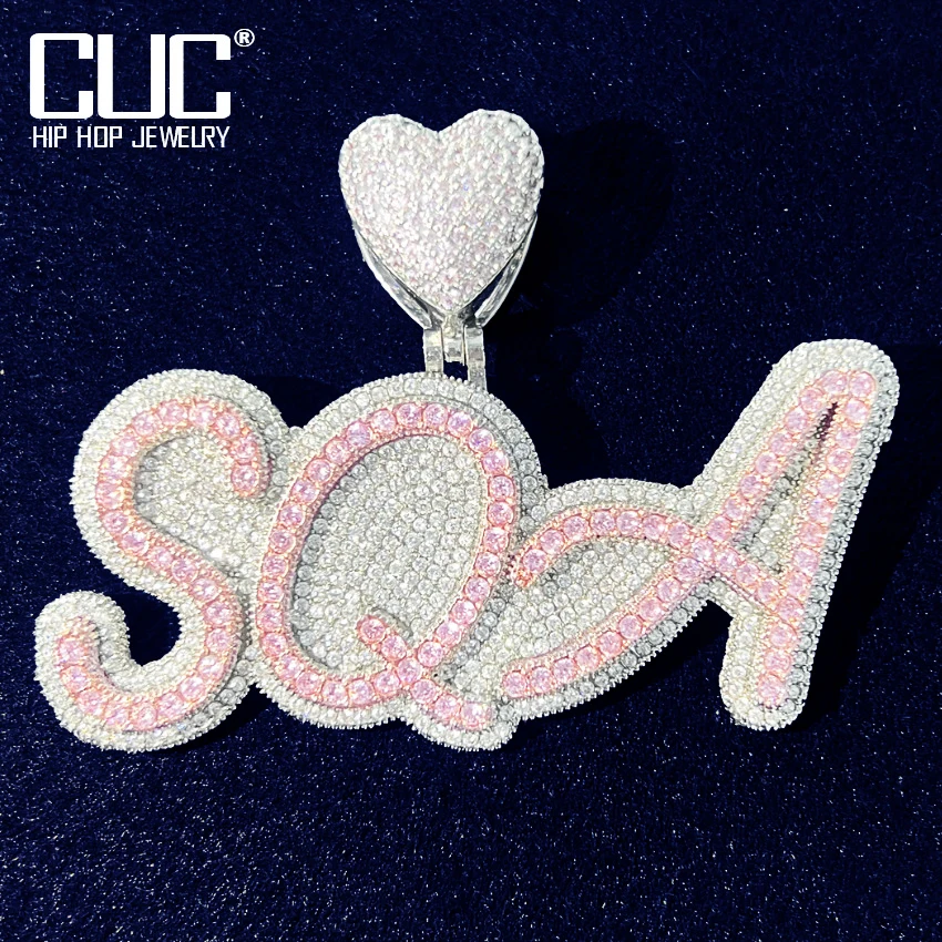 Custom Conjoined Initials Letter Name Pendant For Men Wome Bling Zircon Make Number Symbol Necklace Chain Zircon Hip Hop Jewelry