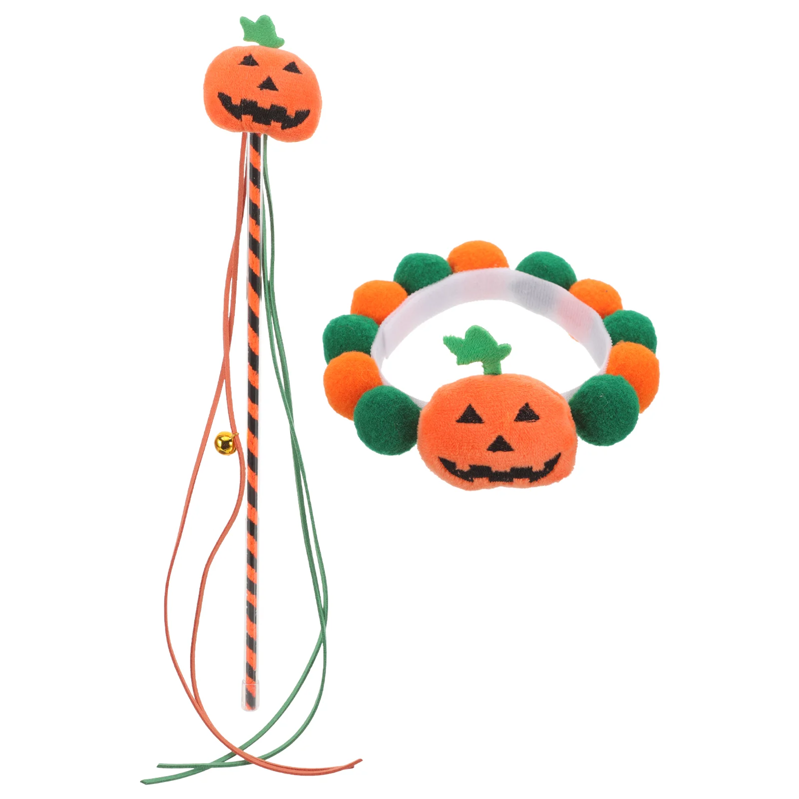

1 Set Halloween Cat Collar Teasing Wand Kitten Interactive Teaser Stick Pet Supply