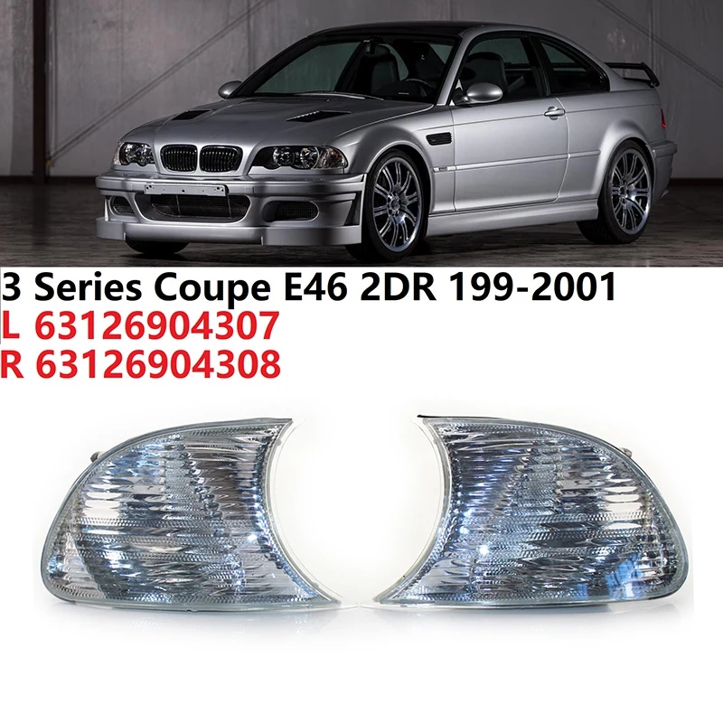 

Clear Marker Signal Blinker Corner Parking Light Lamp for -BMW E46 3 Series Coupe 1999-2001 63126904307 63126904308