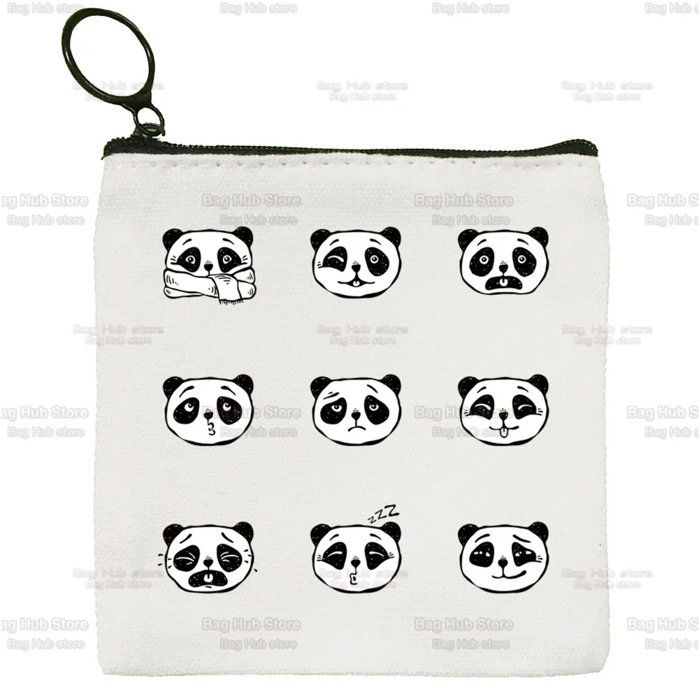 Panda Girl Animal Cartoon Stylish Kawaii Cute Mini Coin Purse Canvas Student Wallet Coin Case Zipper Hand Female Key Case
