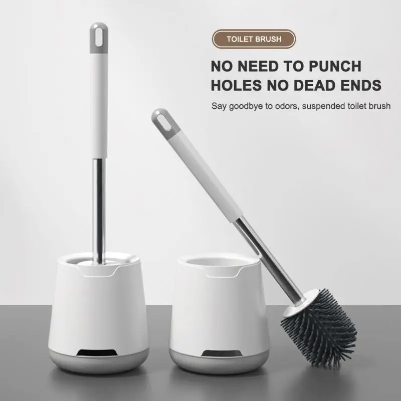 

Набор щеток для туалета, силиконовая щетка с мягкой щетиной, прочная, без мертвых концов, аксессуары для ванной комнаты