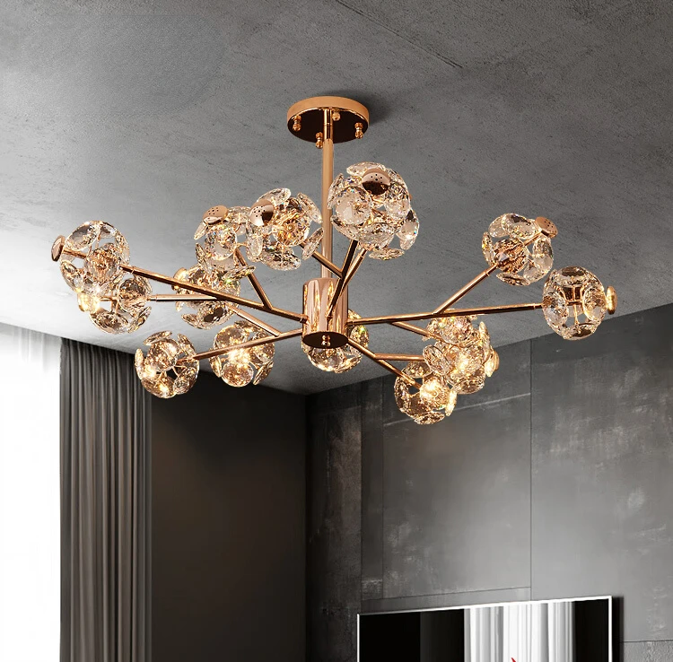 

Modern Light Luxury Crystal Living Room Chandelier Main Lamp Creative Simple Chandelier Dining Room Bedroom Lamps