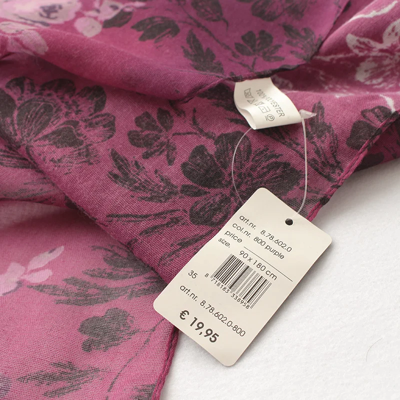 Женский хлопковый шейный платок Фиолетовый Цветочный Принт 2022 |