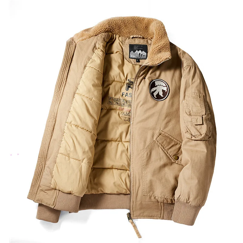 Winter Men Bomber Jacket Parka Warm Thicker Pilot Flight Coats Military Tactical Jacket Windbreaker Tops Cotton Jacket
