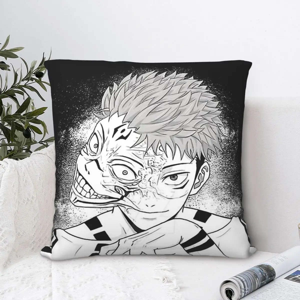

Yuji Itadori Sukuna Throw Pillow Case Jujutsu Kaisen Cushion Home Sofa Chair Print Decorative Hug Pillowcase