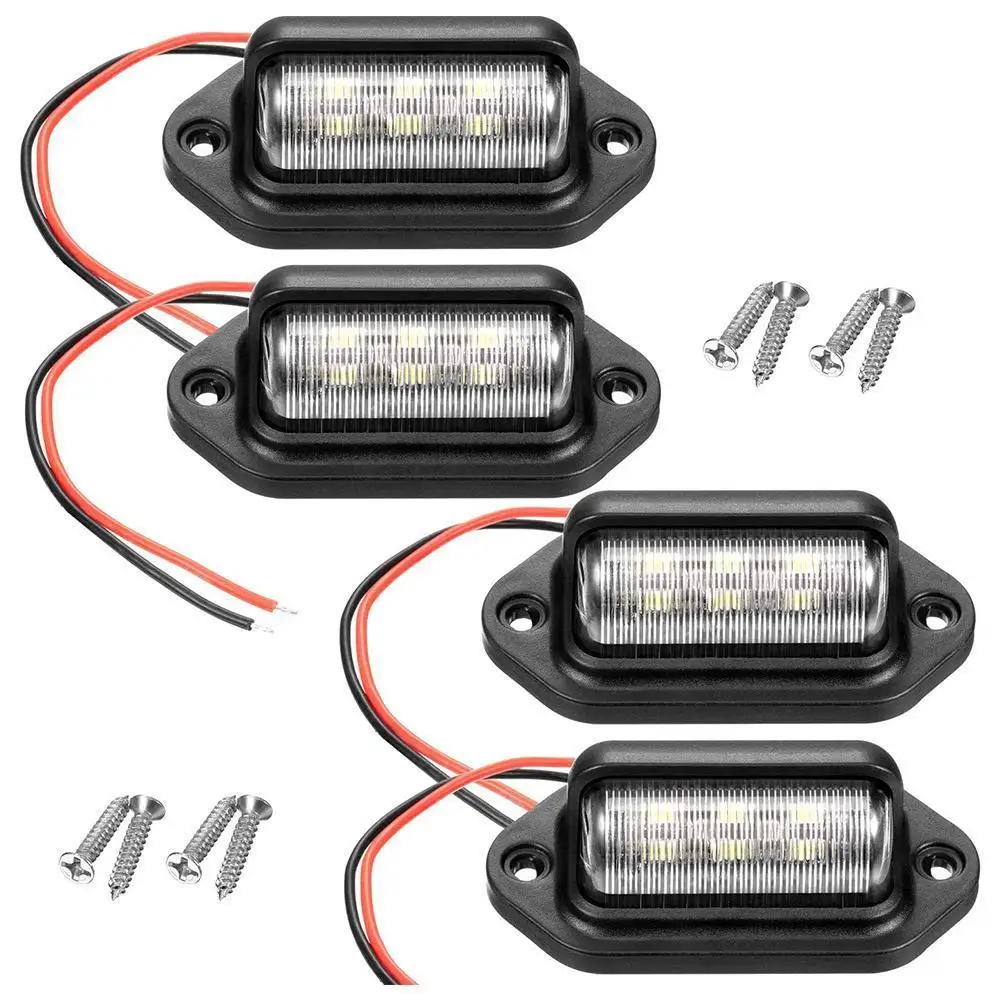 

4 шт. 12 В Водонепроницаемый 6 светодиодный одов подсветка номерного знака для автомобиля лодки грузовика прицепа SUV фургона Шаговая лампа Вы...