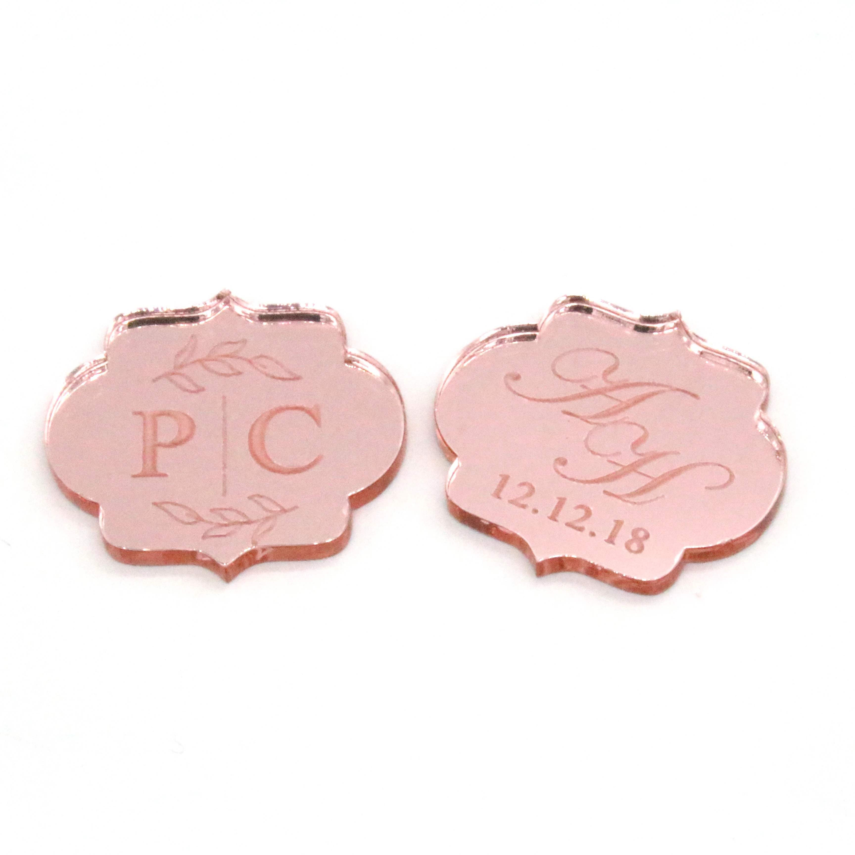 30Pcs Personalized Engraved Golden Mirror Acrylic Wedding Name Tag Bottle Label Custom Party Baby Shower Boutique Box Decoration - купить по