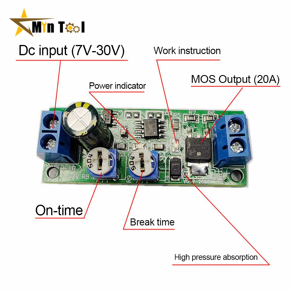 

DC 7V-30V Adjustable Cycle Dual Time Cycle Relay Delay On/Off Switch MOS Output Relay Module Power Supply