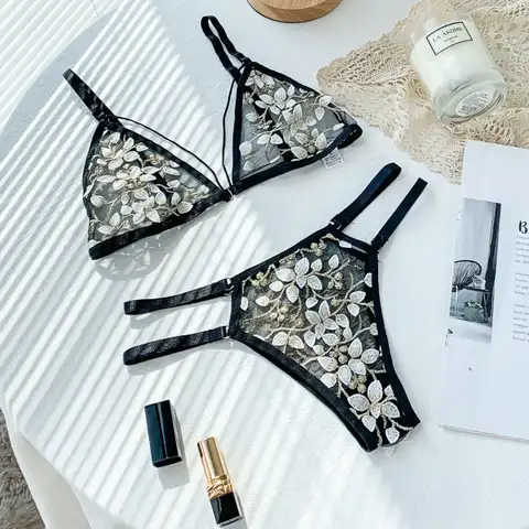 Women Lace Bra Sets Seamless Underwear Backless Vest Sexy Bralette Lingerie Ultra Thin Bra and Brief Sets Female Dropshipping