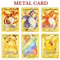 new pokemon metal card golden mega gx vmax card pikachu dx charizard battle game collection cards anime toys for children gifts