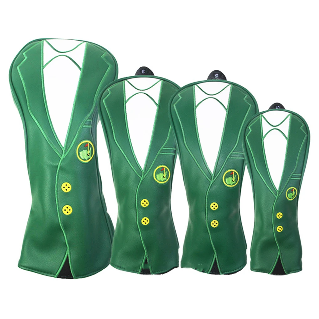 

Golf Wooden Sleeve Green Jacket Embroidery Fine Velvet Lining Thickened Plush Head Covers Wear-resistant Protective Sheath