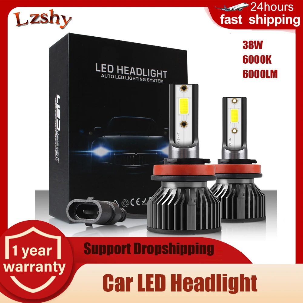 

2pcs H7 Car LED Headlights H1 H3 H8 H9 H11 9005 9006 DOB Headlight Bulb For BMW For Mercedes-Benz 6000LM 6000K White Fog Lights