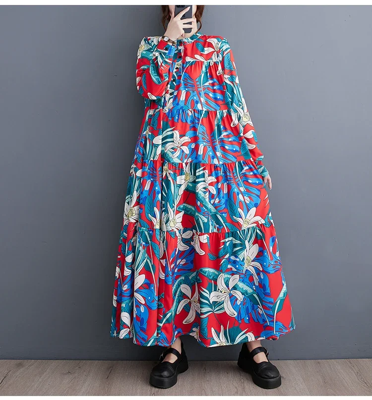 Женское платье-рубашка в несколько рядов большие размеры