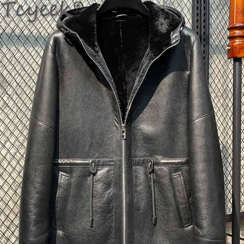 

Men's Winter Jacket 2022 Genuine Leather Original Real Fur Coat Men's Sheepskin Hooded Real Leather Clothes De Cuero Genuino FCY