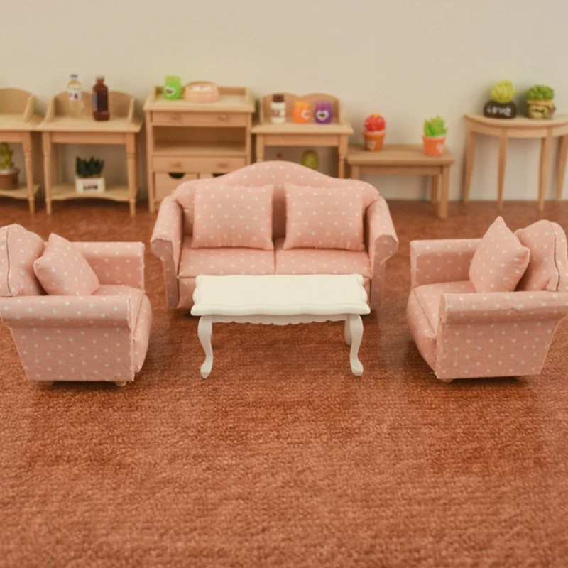 

1:12 Scale Dollhouse Furniture Wooden Sofa Set Dollhouse Room Furniture Dollhouse Accessories