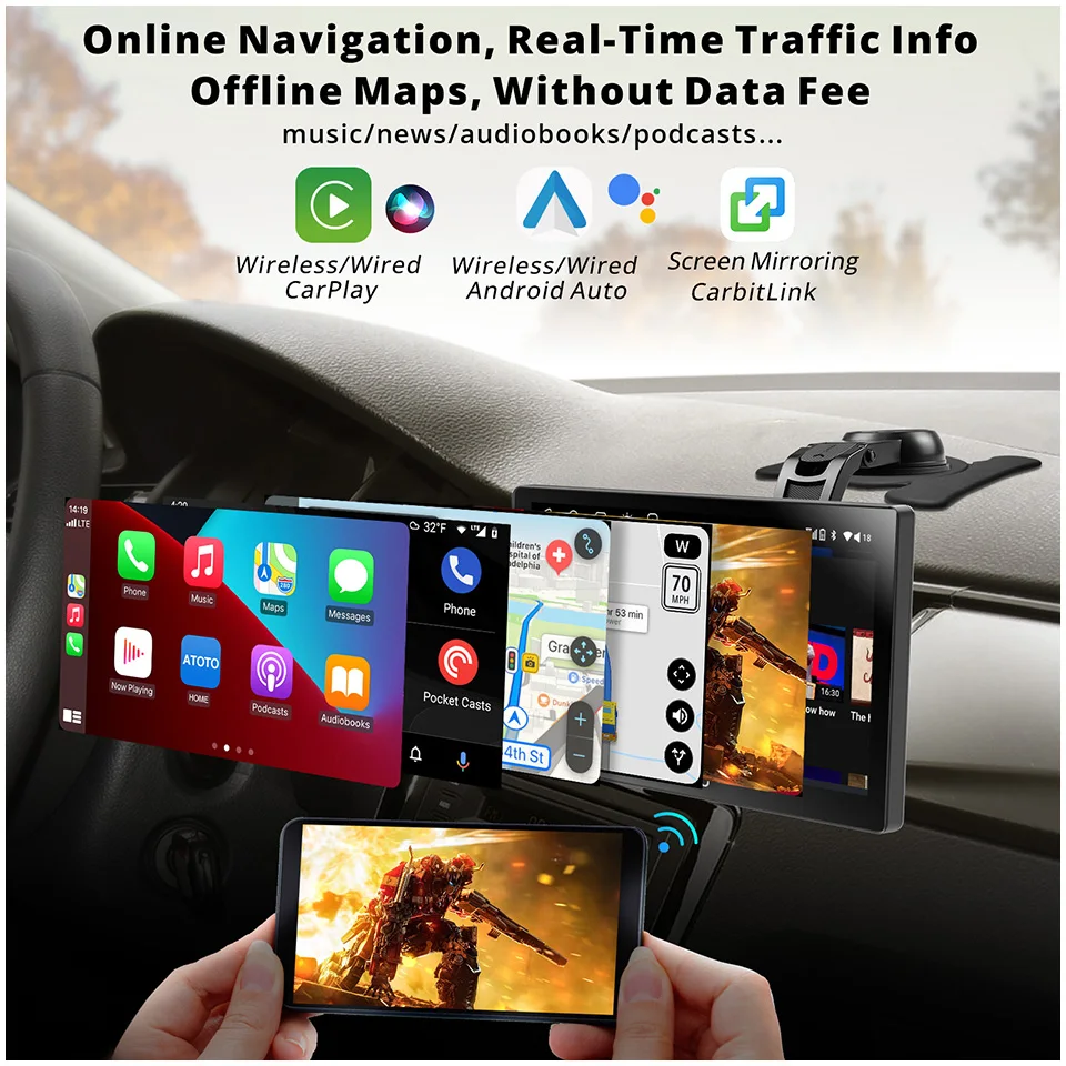 ATOTO P9 4G Android Автомобильная Стереосистема 7-дюймовый QLED ChatGPT GPS Отслеживание Bluetooth
