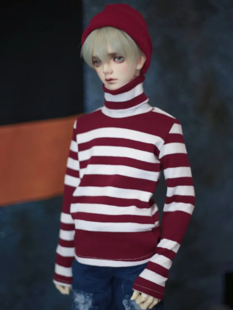 

BJD Doll Clothes for 1/3 1/4 BJD SD MSD Clothes Uncle Striped High Collar Bottoming Shirt T-shirt Doll Clothing Accessories