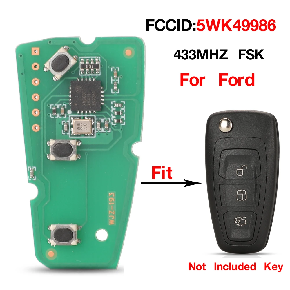 Jingyuqin FCCID 5WK49986 3 кнопки дистанционный ключ печатная плата 433 МГц FSK для Ford Focus MK3 и T6