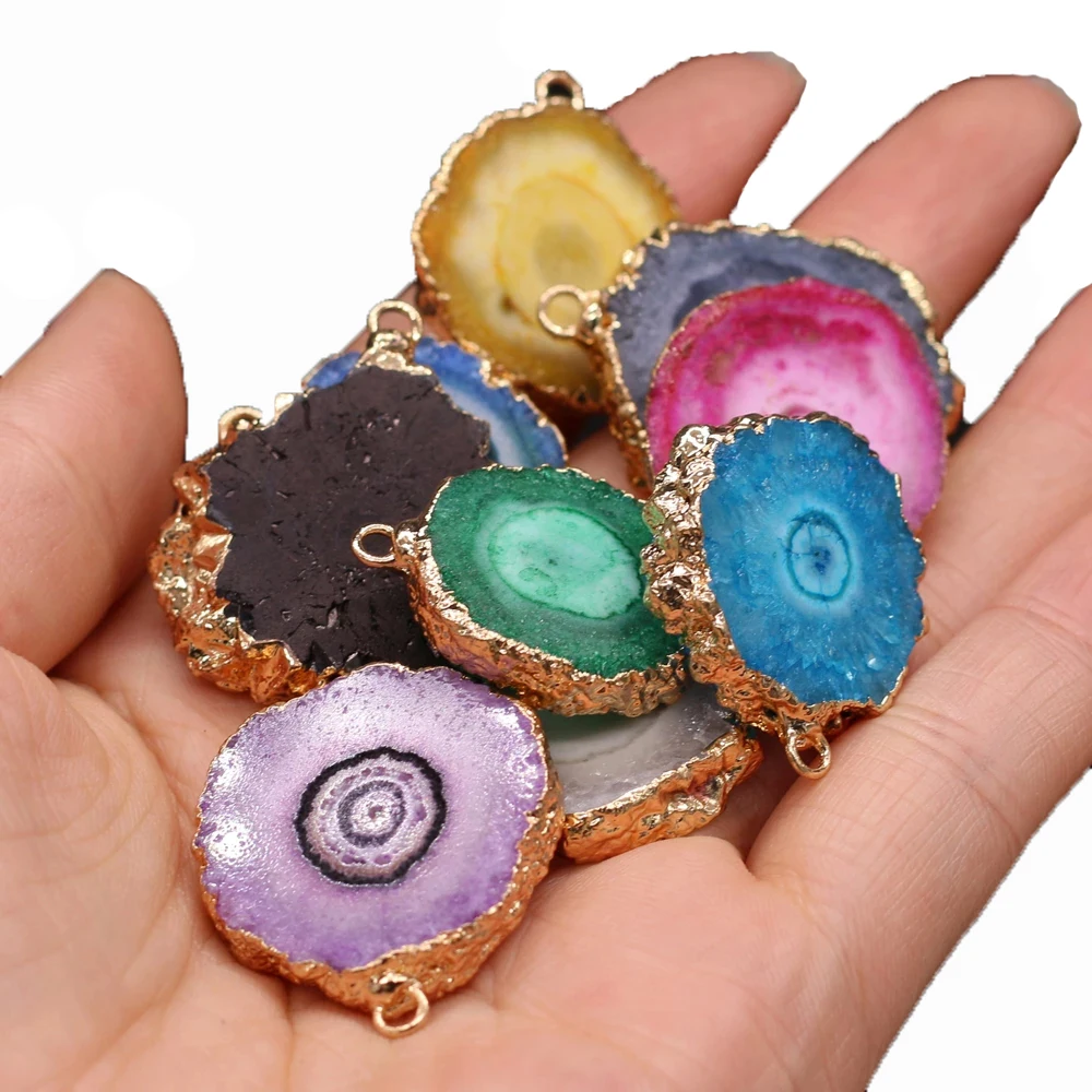 

Natural Flower Druzy Pendants Irregular Gold Plated Slice Agates Druzy Charms for Jewelry Making Diy Necklace Earrings Pendulum