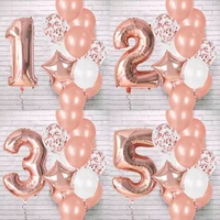 12pcs rose gold number foil latex balloons kids adult birthday party decoration 1st birthday gril boy decor baby shower balloon