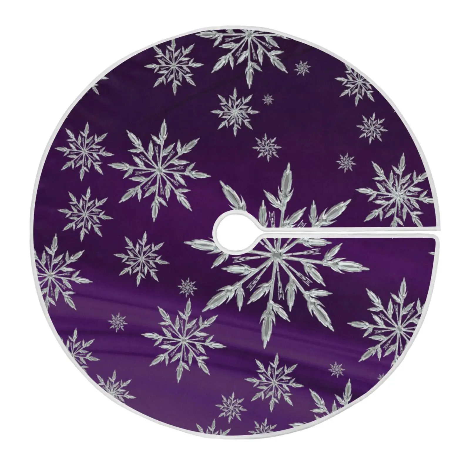 

Christmas Snowflake Purple Tree Skirt Seasonal Tree Mat Holiday Party Supplies Ornament Indoor Outdoor Tabletop Xmas Decoration