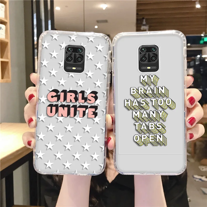 

Redmi Note 10 Pro Case For Redmi Note 9 9S 8 8T 10S 7S 7 11 Pro Personality English Text Transparent TPU Silicon Shockproof Cell