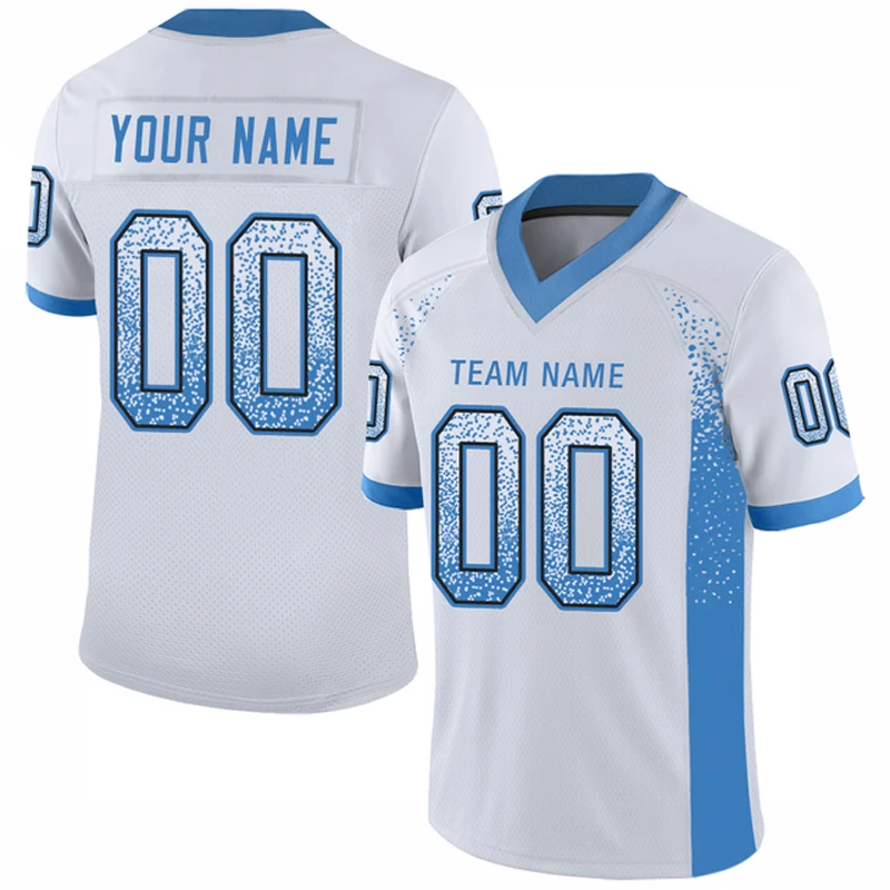 

Fashion White Series Customized Football Jersey Personlized Print and Sew Football V-Neck Athletic Unisex T-Shirts