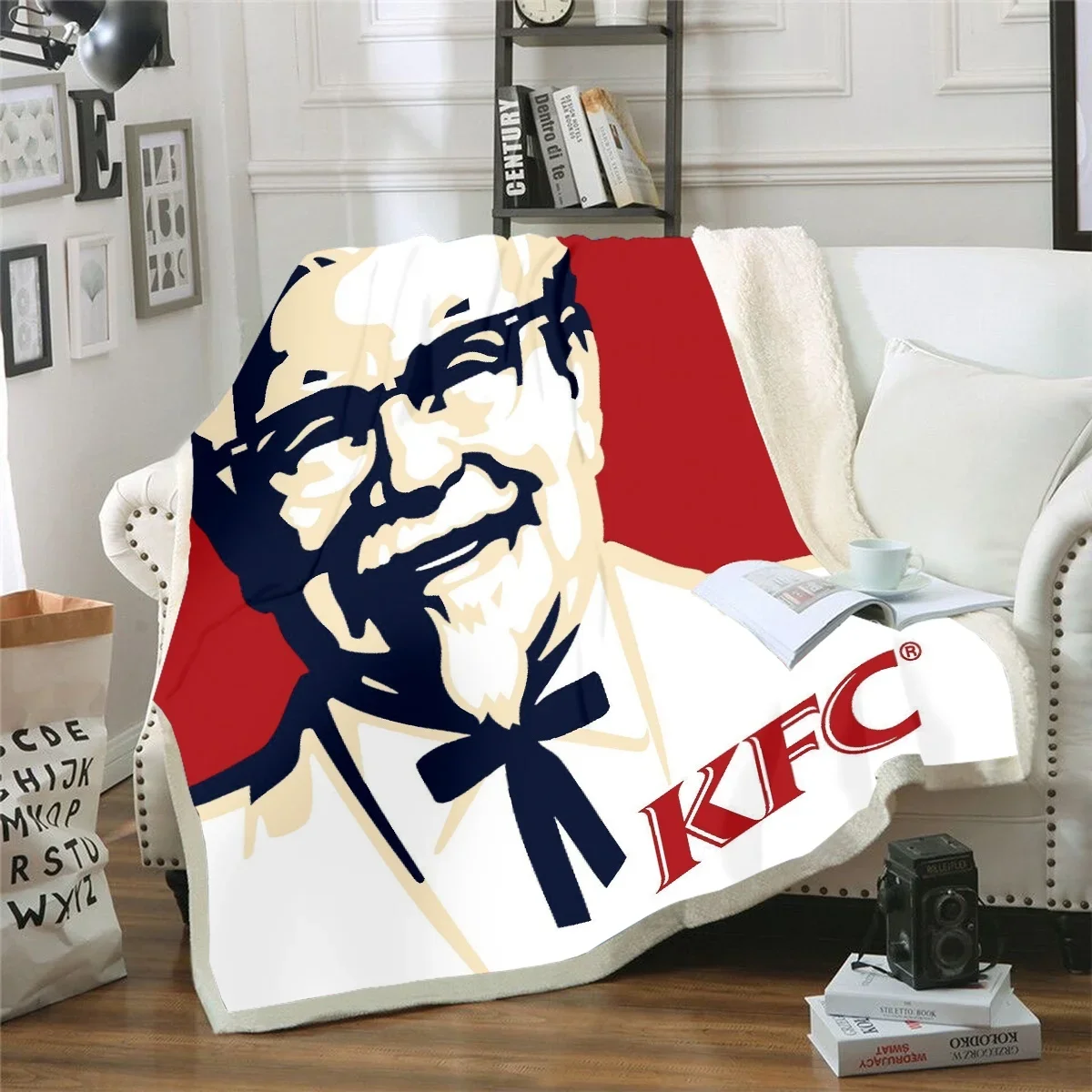 3D печать KFC одеяло для кровати походный Пикник толстое модное покрывало флисовое