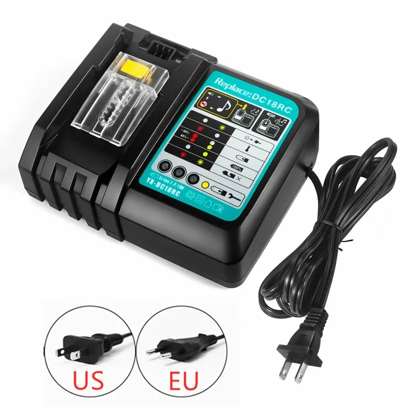 

Li-Ion Battery Charger 3A Charging Current for Makita 14.4V 18V Bl1830 Bl1430 Dc18Rc Dc18Ra Power Tool Dc18Rct Charge Eu Plug