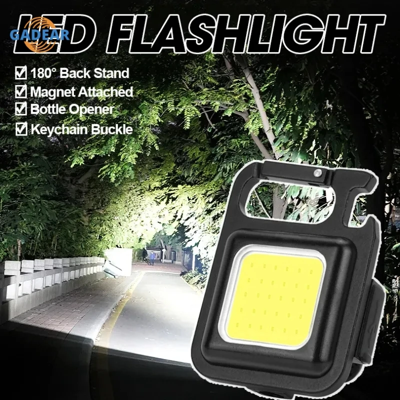 

3pcs Mini Led Flashlight Keychain Lamp Usb Multi-function Rechargeable Portable Pocket Cob Led Torch Work Light For Camping