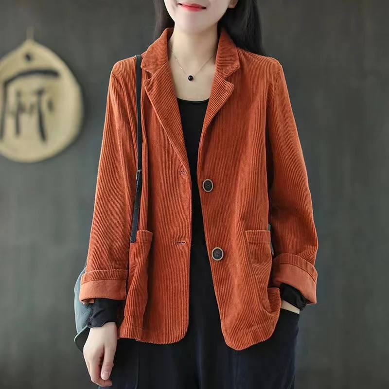 

2023 New Korea Japanese Style Corduroy Autumn Winter Outwear Short Jackets Coats Fashion Women Spring Casual Jacket Blouse Shirt