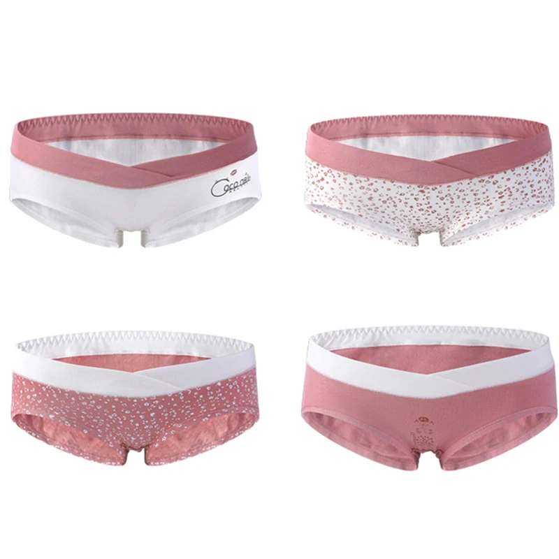 

2PCS Sexy Lingerie Printed Cotton Maternity Panties Low Waist V Briefs for Pregnant Women Four Seasons Pregnancy Underwear