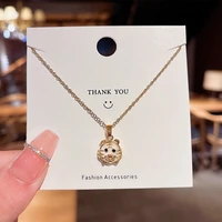 stainless steel cute tiger pendant necklace for women jewelry chains necklaces zirconia luxury choker korea wholesale